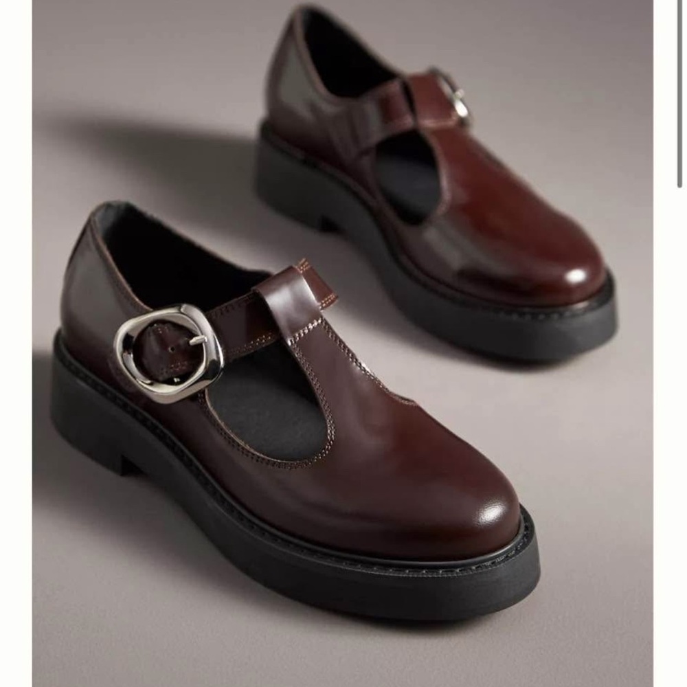 Anthropologie Dark Brown Loafers with Buckle